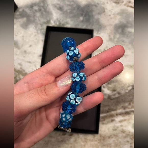 Glass beaded bracelet Toggle clasp unique - Picture 2 of 5